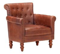 Vidaxl Fauteuil Marron Cuir De Chèvre Véritable Marron