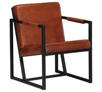 vidaXL Fauteuil marron cuir véritable