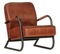 vidaXL Fauteuil marron en cuir véritable