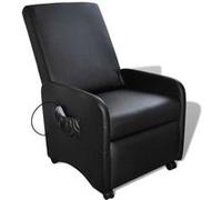 Fauteuil de massage massant inclinable et pliable en cuir artificiel noir vidaX