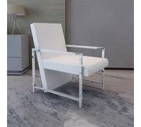 vidaXL Fauteuil met chromen poten kunstleer wit241007 Blanc G