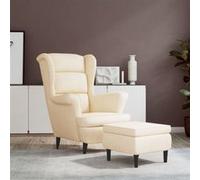 Fauteuil met voetenbank fluweel crÃmekleurig3115940