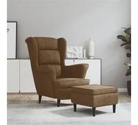 vidaXL Fauteuil à Oreilles avec Tabouret Chaise de Relaxation Siège de Salon Meuble de Salle de Séjour Maison Intérieur Marron Velours