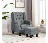 vidaXL Fauteuil met voetenbankje tissu gris clair Gris G