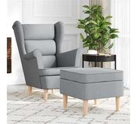 vidaXL Fauteuil met voetenbankje tissu gris clair Gris G