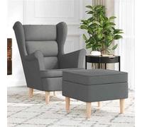 vidaXL Fauteuil met voetenbankje tissu gris foncé Gris G