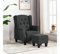 Vidaxl Fauteuil Avec Repose-Pied Gris Foncé Tissu Gris
