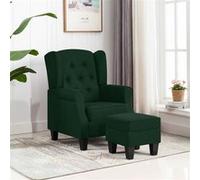 vidaXL Fauteuil met voetenbankje tissu vert foncé Vert G