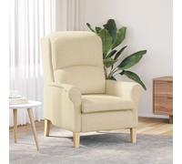 vidaXL Fauteuil Moderne Crème Tissu et Bois Moyen Fauteuil Crème