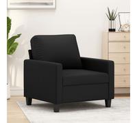 vidaXL Fauteuil, Siège avec Coussin, Chaise avec Dossier et Accoudoirs Rembourrés, Meuble de Salon Salle de Séjour, Moderne, Noir Similicuir
