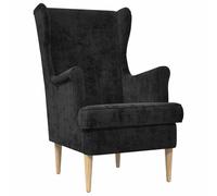vidaXL Fauteuil Noir ARES, Fauteuil Moderne, Assise en Tissu, Chaise relaxante, Meuble stylé pour Chambre, Durable à la Maison