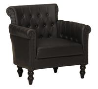 vidaXL Fauteuil Noir Cuir de chèvre véritable