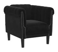 vidaXL Fauteuil de relaxation moderne intérieur avec accoudoirs et dossier – Velours noir