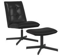 vidaXL Fauteuil pivotant avec Repose-Pieds Noir Simili Cuir