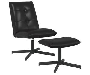 vidaXL Fauteuil pivotant avec Repose-Pieds Noir Simili Cuir
