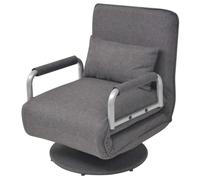 vidaXL Fauteuil pivotant et canapé‑lit Tissu Gris foncé