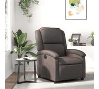 Vidaxl Fauteuil Inclinable Marron Foncé Cuir Véritable Marron
