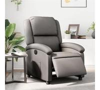 vidaXL Fauteuil inclinable électrique 3204257 – Cuir véritable gris, dossier & repose-pied réglables