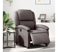 vidaXL Fauteuil Inclinable Électrique, Chaise de Relaxation avec Dossier et Repose-Pied Réglables, Siège de Salon Salle de Séjour, Moderne, Marron Foncé Cuir Véritable