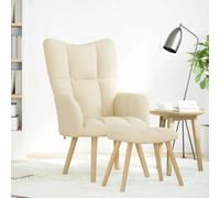 vidaXL Chaise de Relaxation avec Repose-Pied Crème Tissu, Chaise, Fauteuil Relax, Fauteuil Relax en Tissu, Chaise de Salon, Chaise en Tissu