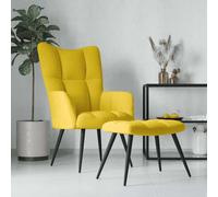 vidaXL Fauteuil relax avec pouf jaune moutarde velours