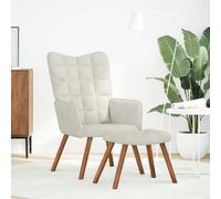 vidaXL Fauteuil relax avec tabouret en velours crème
