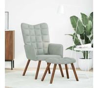 vidaXL Fauteuil relax avec tabouret en velours gris clair