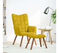 vidaXL Fauteuil relax avec tabouret en velours jaune