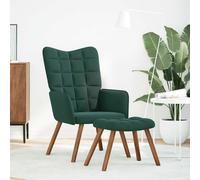 vidaXL Fauteuil relax avec tabouret en velours vert foncé