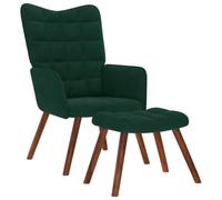 vidaXL Fauteuil Relax avec Tabouret en Velours Vert foncé