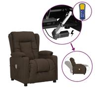 Vidaxl Fauteuil Releveur Inclinable De Massage Marron Foncé Tissu Marron