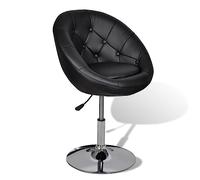 vidaXL Fauteuil Rétro Capitonné Chaise de Club Noir Acier Finition Chrome Poli 240449