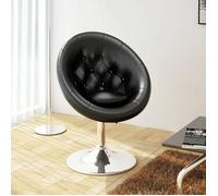 vidaXL Fauteuil Rétro Capitonné Noir Acier Finition Chrome Poli Chaise de Club 240449