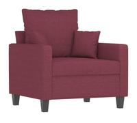 vidaXL Fauteuil TV de salon avec coussin, accoudoirs et dossier rembourrés, tissu bordeaux, moderne