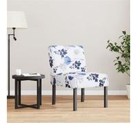 vidaXL Fauteuil sans accoudoirs Tissu bleu à fleurs