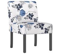 vidaXL Fauteuil sans accoudoirs Bleu Tissu avec Fleurs, Chaise, Chaise Longue, Chaise de Salon, Chaise d'appoint, Chaise de Relaxation