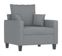 vidaXL Fauteuil, Siège avec Accoudoirs et Dossier Rembourrés, Canapé avec Coussin, Meuble de Salle de Séjour, Moderne, Gris Clair Tissu