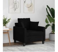 vidaXL Fauteuil 359255 – Moderne, tissu noir 60 cm, dossier et accoudoirs rembourrés, coussin