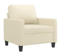 vidaXL Fauteuil, Siège avec Coussin, Chaise avec Dossier et Accoudoirs Rembourrés, Meuble de Salon Salle de Séjour, Moderne, Crème Similicuir