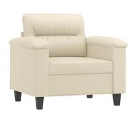 vidaXL Fauteuil, Siège avec Coussin, Chaise de Relaxation avec Dossier, Fauteuil TV de Salon Salle de Séjour, Moderne, Crème Similicuir