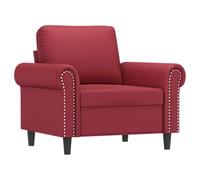 vidaXL Fauteuil, Siège avec Dossier et Accoudoirs, Chaise de Relaxation avec Coussin, Fauteuil TV de Salon, Moderne, Rouge Bordeaux Similicuir
