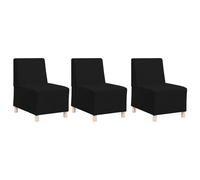 vidaXL Fauteuil Sofa Gris Clair 55 cm Tissu 3 pcs Noir 55 x 74 x 82 cm