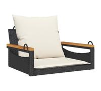 vidaXL Fauteuil suspendu avec coussin noir 63x62x40 cm Poly rotin