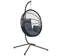 vidaXL Fauteuil suspendu design oeuf avec support Anthracite Rotin et acier