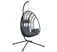 Vidaxl Chaise Suspendue ?uf Support Anthracite Rotin Et Acier