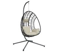 vidaXL Fauteuil suspendu design oeuf avec support Beige Rotin et acier