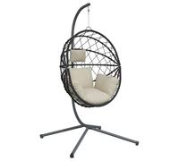 Vidaxl Chaise Suspendue En Forme D'?uf Et Support Beige Rotin Et Acier