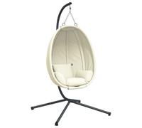 vidaXL Fauteuil suspendu design oeuf avec support Beige Tissu et acier