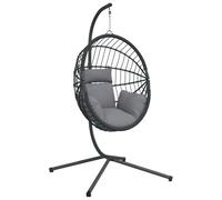 vidaXL Fauteuil suspendu design oeuf avec support Gris Rotin et acier