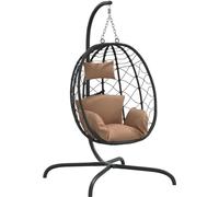 Vidaxl Chaise Suspendue En Forme D'oeuf Avec Coussin Taupe
